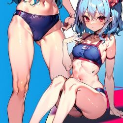 ai_generated fit_female gym_background gym_clothes medium_breasts remilia_scarlet tight_clothes weights