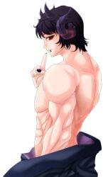 abs black_hair black_nails demon demon_boy demon_horns demon_humanoid demon_lord gay horn horns lip_piercing male male/male male_only muscular muscular_arms muscular_male nail_polish naked nude piercing red_eyes shinichi_kai shinichi_kai_(vtuber) shirtless shirtless_male smile smirk twitch twunk virtual_streamer virtual_youtuber vtuber yaoi