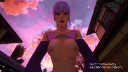 3d animated ayane_(doa) bouncing_breasts breasts cowgirl_position dead_or_alive first_person_view mp4 nipples outdoors outside purple_hair red_eyes sex sound tagme trooch video