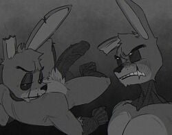 anthro balls blush five_nights_at_freddy's five_nights_at_freddy's_3 foreskin garbageboxxxed genitals hi_res male male_only monochrome penis pubes scottgames solo springtrap springtrap_(fnaf) vein veiny_penis