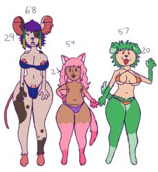 1futa 2girls animal_ears breasts cat_ears cat_humanoid cat_tail catgirl clothed clothing dark-skinned_female dog_girl dog_humanoid female flaccid futanari green_fur human humanoid light-skinned_female light-skinned_futanari light_skin mostly_nude nipples original_characters pale_skin partially_nude penis pink_fur rat_girl rat_humanoid standing topless wormslit