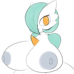 1girls 2023 areolae big_breasts blue_hair breasts breasts_bigger_than_head dannyiac female female_only game_freak gardevoir generation_3_pokemon grey_nipples huge_breasts humanoid nipples orange_eyes pokémon_(species) pokemon pokemon_(species) shiny_pokemon solo