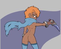 assassin danny_(magra) female_only knife magra_(artist) orange_hair scarf short_girl tan_skin tomboy