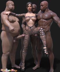 1girls 3boys 3d athletic athletic_female balls big_breasts big_penis bodysuit braid breasts brown_eyes brown_hair busty call_of_duty cleavage clothed_female_nude_male cupcake dark-skinned_male dark_skin fat_man female high_heels hourglass_figure interracial lara_croft lara_croft_(cod) light-skinned_female light_skin long_hair makeup male muscular muscular_male nail_polish navel nipples nude nude_male nudity nylons penis tagme testicles tomb_raider underboob veiny_penis vilorchaosmage wide_hips