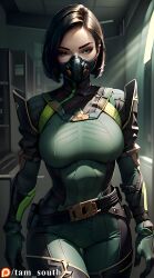 1girls ai_generated bodysuit intimidating large_breasts light-skinned_female mask tam_south thick_thighs tight_clothing valorant viper_(valorant)