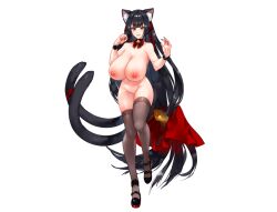 1girls big_breasts black_background cat_ears cat_tail catgirl functionally_nude functionally_nude_female game_cg nekomata osatou tagme