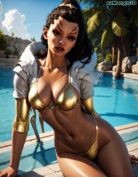 1girls 3d 3d_(artwork) ai_generated ashrah big_breasts bikini cg clothing demon demon_girl female female_only mortal_kombat mortal_kombat_1_(2023) pool solo solo_female stable_diffusion xzmango3d