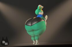 3d animal_crossing anthro ass ass_bigger_than_head big_ass blonde_hair bubble_butt closed_eyes femboy girly green_body huge_ass lagomorph large_ass looking_back male male_only nintendo rabbit sasha_(animal_crossing) smile solo solo_male thick_ass thick_thighs totallyd voluptuous waving wide_hips