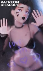 1girls 3d against_glass bathroom black_clothing black_hair black_lipstick blender blizzard_entertainment blurry bra choker clothed clothed_female clothes clothing d.va diescope droplets female female_focus female_only fishnet fishnet_armwear fishnets fog glass glowing glowing_eyes goth goth_girl gothic hi_res latex latex_armwear latex_clothing latex_legwear latex_stockings leaning_forward leaning_on_object legs legwear light-skinned_female light_skin liquid makeup mascara necklace open_mouth overwatch overwatch_2 panties pose purple_eyes shower showering solo solo_female solo_focus standing stockings wet wet_body