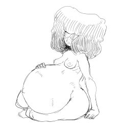 1girls afro belly big_belly breasts cartoon_network disproportional female garnet_(steven_universe) gem_(species) glasses glenngarth hand_on_belly huge_belly huntermnsfw hyper_belly hyper_pregnancy nipples outie_navel pregnant solo steven_universe