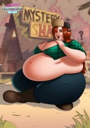 1girls bbw belly big_belly big_breasts breasts cleavage fat female gravity_falls morbidly_obese obese overweight red_hair solo wendy_corduroy xmasterdavid