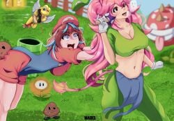 2girls ass_biting cleavage comedy cosplay curvy_figure drooling emikukis goomba koopa latam_virtual_youtuber luigi_(cosplay) lunaria_ayaren mao13 mario_(cosplay) mario_(series) mushroom outdoors owozu paratroopa piranha_plant shocked super_mario_bros. virtual_youtuber vtuber vtuberfanart youtube_hispanic