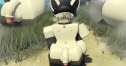 1boy 3d :3 arctic_fox arms_back beanie beanie_hat bell_collar belly belly_button blush collar elixir_(roblox) femboy flat_chest fox fox_ears gay gloves grass grass_field green_eyes hair hanging_penis hat looking_right neko no_panties no_pants paws penis roblox shibsol_rr34 shy small_penis socks standing tagme thighhighs thighs warmers whiskers white_body white_fur white_hair white_skin