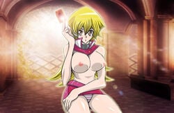 1girls alexis_rhodes breasts card female female_only hige_ani large_breasts nipples panties solo straw_(artist) tenjouin_asuka underwear yu-gi-oh! yu-gi-oh!_gx