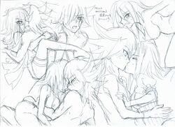 akiza_izinski black_and_white female human leg_lock monochrome sex sketch yu-gi-oh! yu-gi-oh!_5d's yusei_fudo