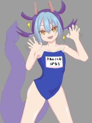 1girls blue_hair dragon_girl duel_monster flat_chest kasatsukibed laundry_dragonmaid pose smile solo yellow_eyes yu-gi-oh!