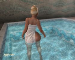 1girl 1girls 3d 3d_(artwork) big_ass big_butt blonde_female blonde_hair blonde_hair_female curvy curvy_female female_focus female_only minidress mnp2357 pool see-through_clothing see-through_dress sheer_clothing sheer_dress short_dress sole_female solo_female solo_focus water wet white_dress