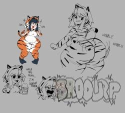 1girls 2023 animal_onesie archer_(dotodonoto) ass beer belly big_ass bucketsfa burp burping chubby chubby_female dialogue dotodonoto english_text fake_tail fat female female_only hyper_burp onesie onomatopoeia original sketch solo_female tail text thick thick_ass thick_thighs tiger_onesie