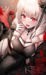 1girls azur_lane big_breasts blush breasts cleavage female female_only lützow_(azur_lane) lützow_(everlasting_blood_banquet)_(azur_lane) looking_at_viewer oyuwari red_eyes solo solo_female vampire