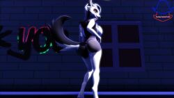 anthro big_ass big_breasts big_butt furry_ass furry_female helluva_boss loona_(helluva_boss) mmd naked_female naked_in_public photoshoot street wolf_furry wolf_girl wolf_tail