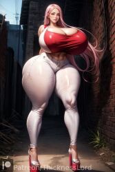 1girls abs absurd_res absurdres ai_generated athletic big_breasts breasts cleavage curvaceous curves curvy curvy_body curvy_female curvy_figure curvy_hips female female_only hi_res high_heels high_resolution highres hourglass_figure huge_breasts jeans legwear long_legs massive_breasts massive_thighs pink_hair platform_heels sagiri_yuuko shiny_skin solo solo_female solo_focus stable_diffusion thick_thighs thicknesslord triage_x voluptuous voluptuous_female wide_hips yellow_eyes