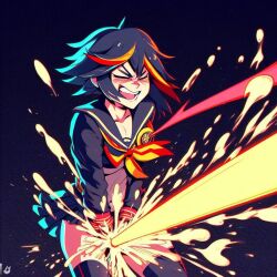 ai_generated bing_image_creator kill_la_kill laser laser_beam matoi_ryuuko super_laser_piss weaponized_vagina what