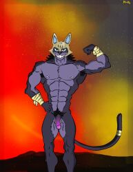 1boy abs animal_humanoid anthro cat_humanoid epic7 epic_seven felid felid_humanoid feline feline_humanoid feral hi_res humanoid machki12_ka male male_only mammal mammal_humanoid muscular muscular_male pubes purrgis solo solo_male