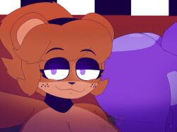 anthro bear bent_over bodily_fluids bonfie bonfie_(cryptiacurves) bonnibelchu bonnie_(cally3d) bonnie_(fnaf) cum cum_drip dripping duo female five_nights_at_freddy's flaccid foreskin freddy_(fnaf) fredina_(cally3d) frenni_fazclaire genital_fluids genitals kurihere lagomorph leaking_cum leporid male mammal nude penis rabbit scottgames selfie