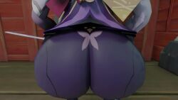 3d animated armor ass ass_focus ass_shake braid cameltoe female from_behind genshin_impact hair_ornament hairpin huge_ass japanese_clothes jiggle kimono kishi long_hair purple_hair raiden_shogun shiny shiny_hair short_kimono single_braid solo sword tagme thighhighs twerking very_long_hair video video weapon