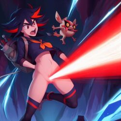 ai_generated bing_image_creator im_pissing_on_the_moon kill_la_kill laser laser_beam matoi_ryuuko weaponized_vagina what