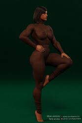 3d abs areolae barefoot blender blender_(software) bodysuit dark-skinned_female dark_hair dark_skin feet fit_female hi_res highres image muscular_female muscular_thighs overwatch overwatch_2 pharah pinup radmon222 see-through_clothing self_upload short_hair simple_background thick_thighs