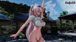 2girls abs animated athletic_female big_breasts huge_breasts large_breasts megurine_luka mmd multiple_girls pink_hair sunglasses_on_head tagme thong underboob video vocaloid yowane_haku