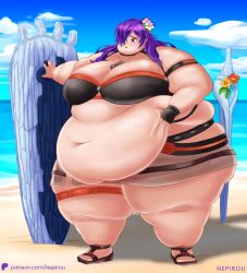 1girls 2023 absurd_res alternate_costume bbw belly belly_overhang black_bikini black_swimsuit breasts cleavage fat female female_focus female_only fire_emblem fire_emblem:_three_houses fire_emblem_heroes fire_emblem_warriors:_three_hopes hair_over_one_eye hips holding_belly huge_belly huge_breasts huge_thighs long_hair looking_down nepirou nintendo obese obese_female official_alternate_costume overweight overweight_female plump purple_eyes purple_hair shez_(female)_(fire_emblem) shez_(female)_(summer)_(fire_emblem) shez_(fire_emblem) solo solo_female solo_focus ssbbw thick_thighs thighs wide_hips