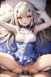 1boy 1girls ai_generated armpits cum_in_pussy cum_inside fate/grand_order fate_(series) melusine_(fate) nakadashi nm_ai pov pov_male sex small_breasts straight white_hair