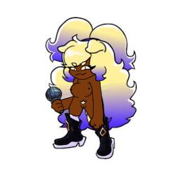 artist_request biddle3 dark_skinned_female dog_ears friday_night_funkin hairy_pussy purple_highlights sprite_edit transparent_background twitter_user_oc white_background yellow_eyes yellow_hair