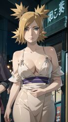 1girls ai_generated bare_shoulders big_breasts blonde_hair boruto:_naruto_next_generations breast_focus busty cleavage dress female female_focus female_only green_eyes hair_ribbon hi_res high_resolution highres hourglass_figure large_breasts light-skinned_female light_skin lips lipstick makeup mature mature_female milf nai_diffusion naruto naruto_(series) naughtyangelx night nightclub no_bra outdoors outside pale-skinned_female pale_skin pink_lips pink_lipstick pinup presenting_breasts ribbons shounen_jump skimpy skimpy_clothes skimpy_dress solo solo_female solo_focus spiky_hair stable_diffusion standing sundress temari tied_hair twintails voluptuous voluptuous_female wide_hips yellow_hair