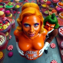 ai_generated blue_eyes celebrity cum_in_pussy dall-e3 glasgow_willy_wonka_experience green_hair looking_at_viewer naked naked_female nude nude_female oompa_loompa oompa_loompette orange_skin pregnant real_person scarlett_johansson willy_wonka_and_the_chocolate_factory