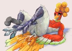 absurd_res anthro avian avian_feet beak bodily_fluids chest_tuft cum cum_in_ass cum_inside cum_on_feet cum_string disembodied_penis duo feathered_arms feathered_wings feathers feet generation_2_pokemon genital_fluids genitals hi_res ho-oh humanoid_genitalia humanoid_penis leaking_cum legendary_pokemon lying male male/male nintendo nude on_back penis plive pokemon pokemon_(species) red_body red_feathers tail_feathers tuft winged_arms wings yellow_body yellow_feathers