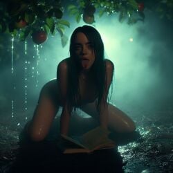 ai_generated billie_eilish celebrity dall-e3 naked naked_female nude nude_female raining reading reading_book sitting sitting_on_ground soaked wet wet_body