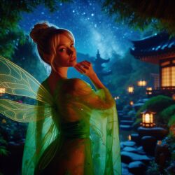 ai_generated blonde_hair cinematic costume dall-e3 fairy fairy_wings hilary_duff tinker_bell