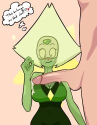 alien alien_girl big_breasts blush boob_window breasts cartoon_network comic cum cum_on_breasts gem_(species) nerd nervous peridot_(steven_universe) precum rock shy snowwwy_(artist) speech_bubble steven_universe sweatdrop text