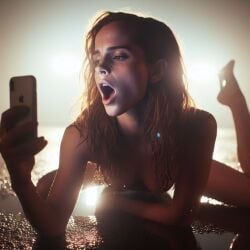 ai_generated dall-e3 emma_watson lying_on_bed naked naked_female nude nude_female on_bed selfie taking_selfie wet