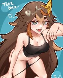 asche aschekunst black_eyes brown_hair dirty female german_vtuber indie_virtual_youtuber lightmotif long_hair messy_hair musk musk_fetish musky panties sharp_teeth solo sweat sweating sweaty sweaty_body sweaty_breasts sweaty_legs tomboy trash virtual_youtuber vtuber