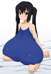 1girls artist_request azusa_nakano_(k-on!) black_hair breasts_bigger_than_head breasts_bigger_than_torso huge_breasts hyper hyper_breasts k-on! sagging_breasts solo swimsuit