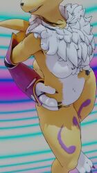 1girls 9:16 animated ass_focus ass_jiggle bedroom_eyes butt_focus curvy dancing digimon female female_fox fox furry mp4 muscular_legs music presenting_hindquarters renamon round_ass shaking_butt shaking_hips shorter_than_30_seconds smoaer solo sound tagme thick_thighs vertical_video video wide_hips yellow_fur