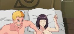 1boy 1girls artyum99 bed boruto:_naruto_next_generations breasts grabbing_another's_breast groping groping_breast hyuuga_hinata married_couple naked naruto naruto_(series) nude sleep_molestation sleeping topless touching_breast uzumaki_naruto