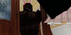 1boy 1girls 3d bunny_girl cometrr34 dark-skinned_female femboy light-skinned_male roblox roblox_avatar robloxian self_upload tagme