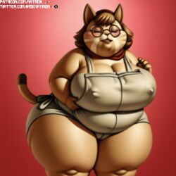 4k ai_generated anthro bbw belly belly_button big_breasts breasts breasts cat_humanoid fat_woman feline female female_only furry highres humanoid massive_thighs matronai_(artist) mature mature_anthro mature_female mature_woman milf mother obese obese_anthro obese_female overweight overweight_female patreon patreon_username pinup poppy_o'possums_adoptive_mother poppy_opossum ssbbw stable_diffusion thick_thighs twitter_username wide_hips