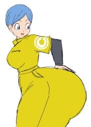 1girls ass bbw big_ass big_butt blue_eyes blue_hair bottom_heavy breasts bubble_butt bulma_briefs bulma_briefs_(dragon_ball_super_superhero) canonical_scene capsule_corporation_logo dragon_ball dragon_ball_super dragon_ball_super_super_hero dragon_ball_z dumpster_ass dumpy female female_only gigantic_ass hand_drawn hand_on_ass hand_on_butt heavy_bottom huge_ass huge_butt large_ass large_butt looking_back massive_ass massive_breasts massive_butt massive_hips massive_thighs milf momiji_(artist) sketch touching_own_ass wide_ass wide_hips wide_thighs yellow_jacket yellow_jumpsuit