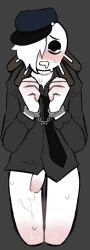 axolotl axolotl_humanoid edgyblackcat goth handcuffs latte_(sirfluff) non-human police_officer police_uniform restrained sir_fluff toony